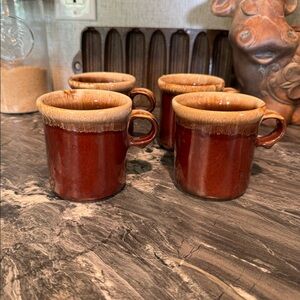 McCoy Brown Drip Glaze Mug | O Handle Set of 4 Mugs |